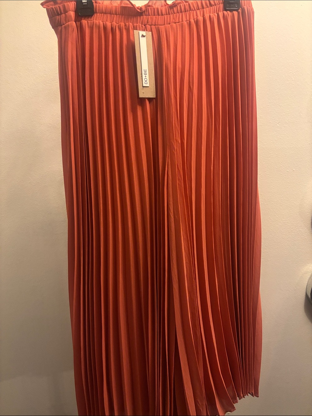 Pleated Midi Skirt in Rust Orange - Womens